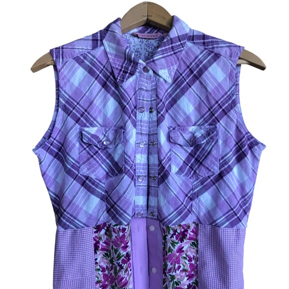 Patchwork Duster: Upcycled Boho Dress, Violet Spring Jacket (Size Small) - Picture 7 of 14